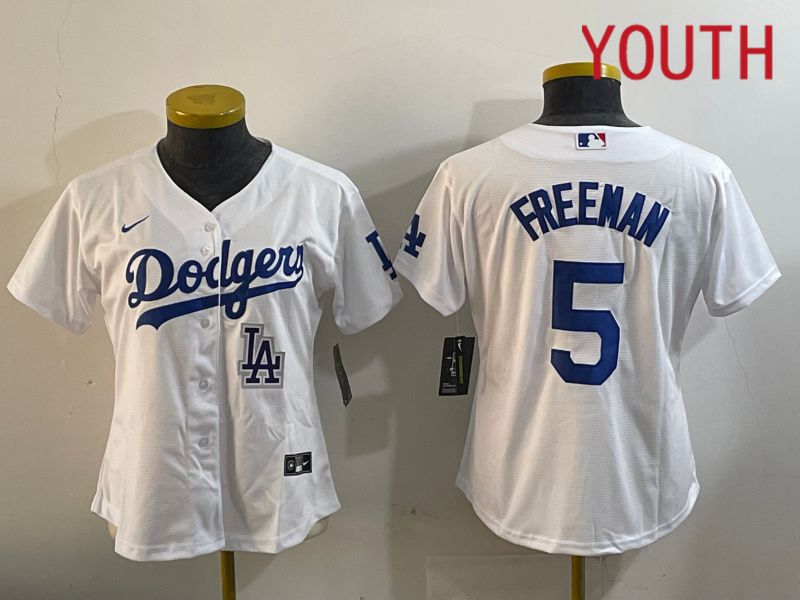Youth Los Angeles Dodgers 5 Freeman White Game 2024 Nike MLB Jersey style 11201